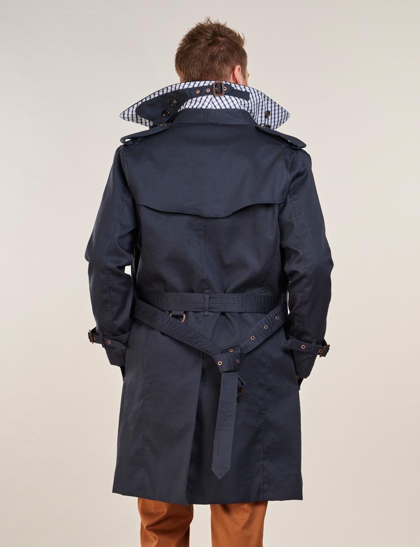 mens navy short trench coat