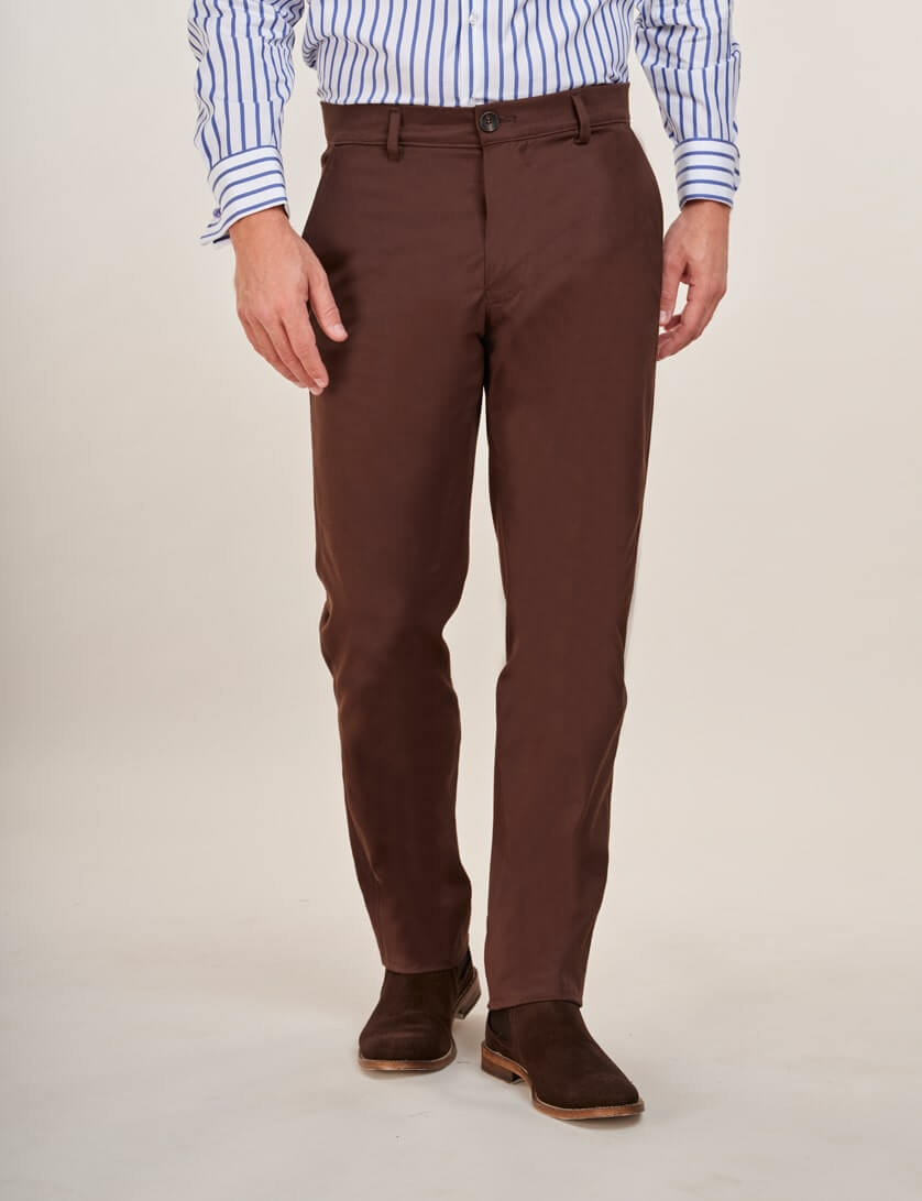 Formal White shirt Brown trouser with loafer combo - Evilato