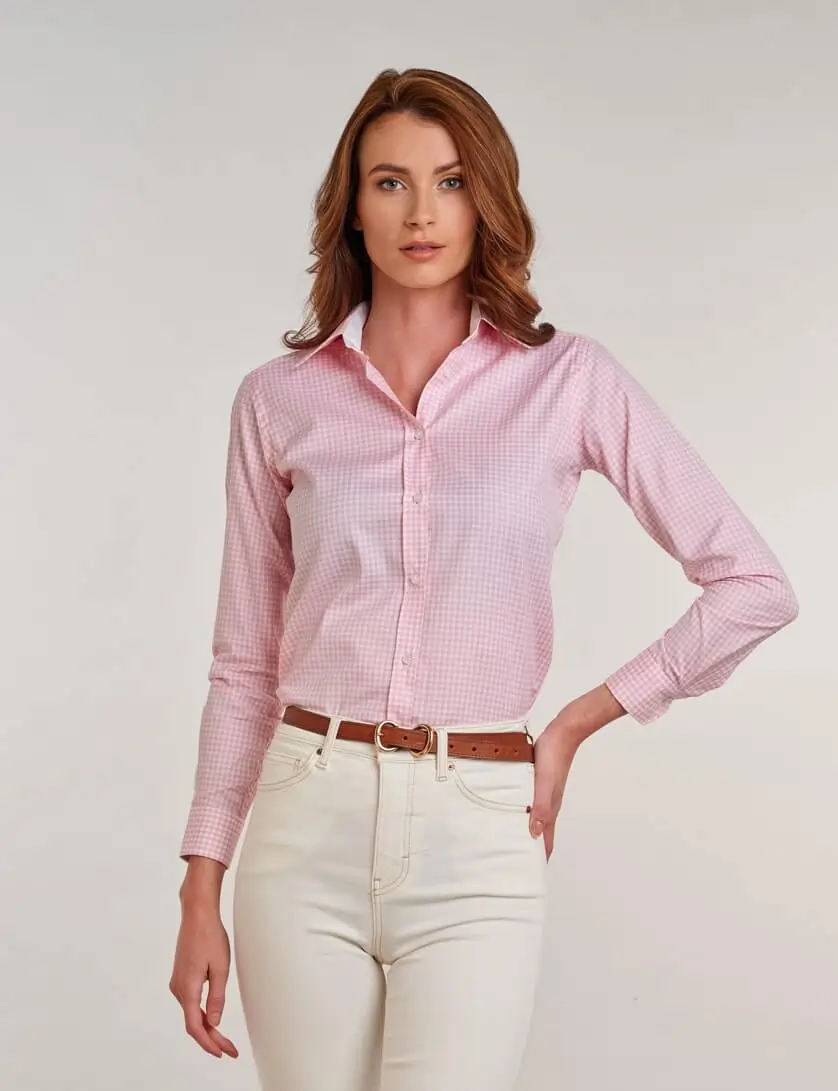 POLO RALPH LAUREN CLASSIC FIT OXFORD SHIRT, Pink Women's Solid Color  Shirts & Blouses