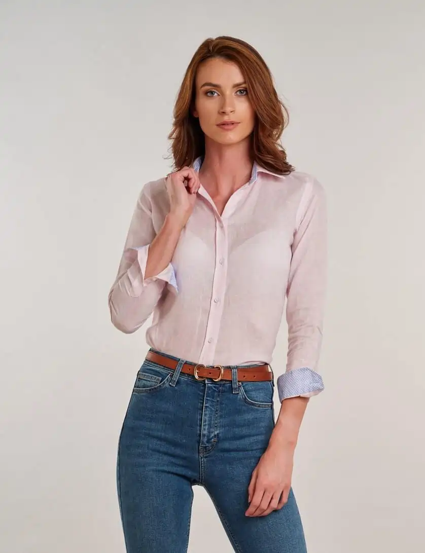 Women's Long Sleeve Striped Linen T-shirt