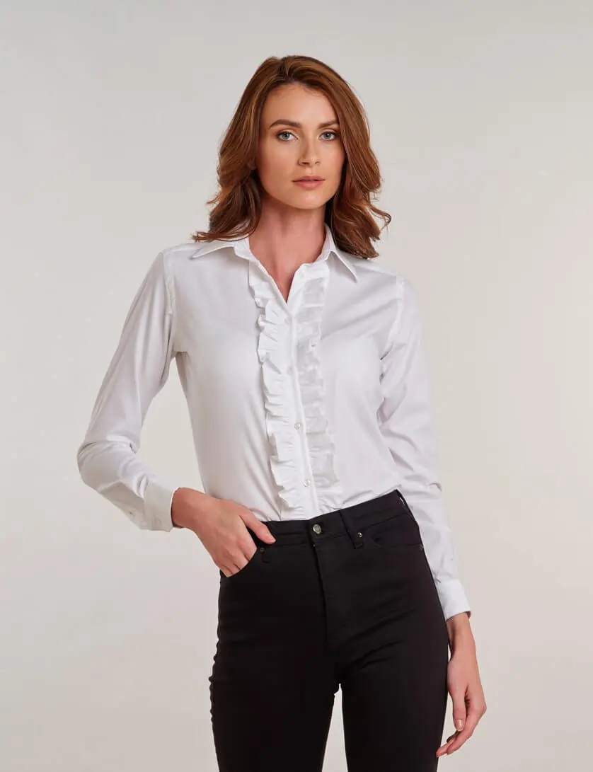 White Ruffle Top, Tops By Paul Brown
