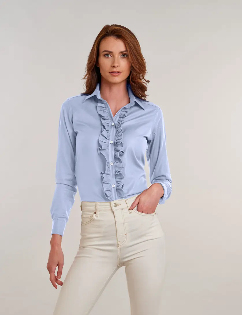 Blue Ruffle Blouse