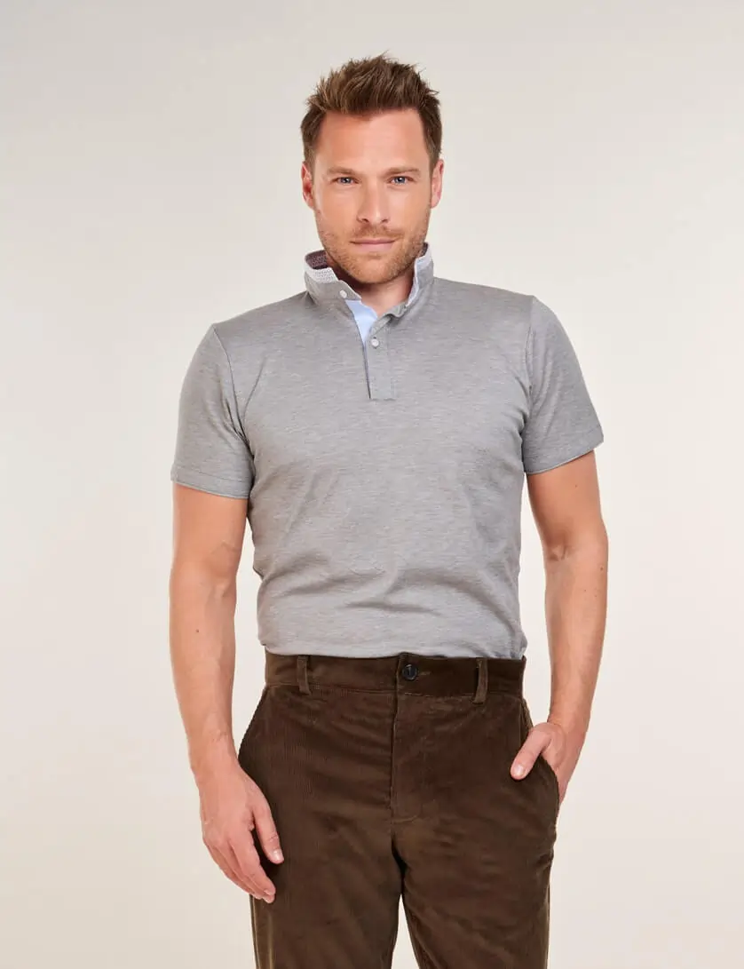 Mens Grey Thatcham Custom Fit Polo Shirt